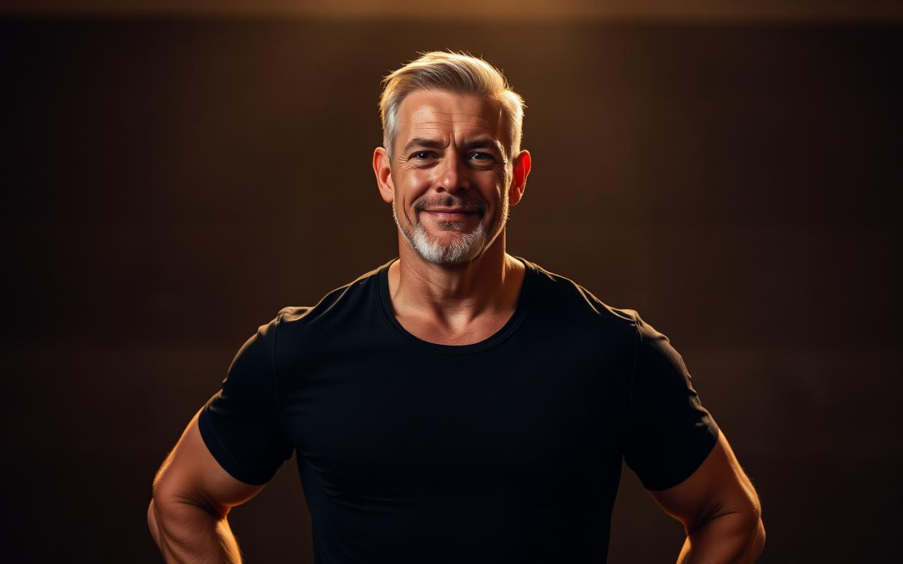 Confident man feeling energized
